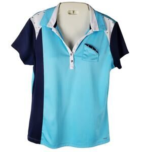 🏌️‍♀️ IZOD Golf Color Block Polo Shirt | Navy & Turquoise M